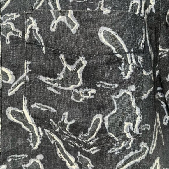 Roots Canada Blue Linen Button-Up Shirt - Men’s Medium, Abstract Print - Picture 10 of 14